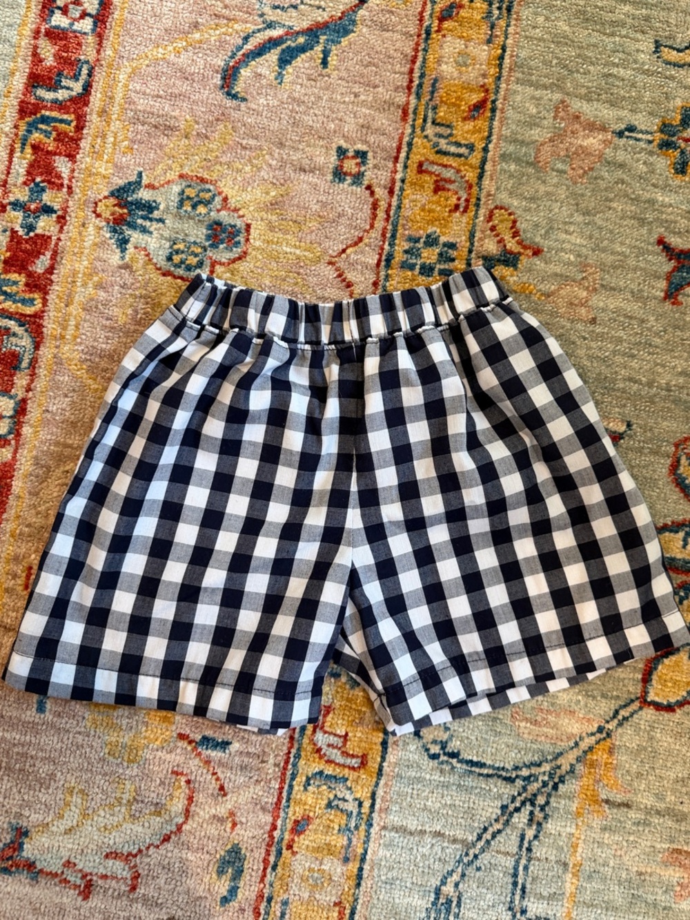 TBBC Navy & White Gingham Elastic Waist Shorts